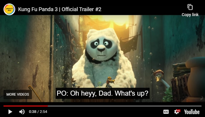 Kung Fu Panda Subtitle Example